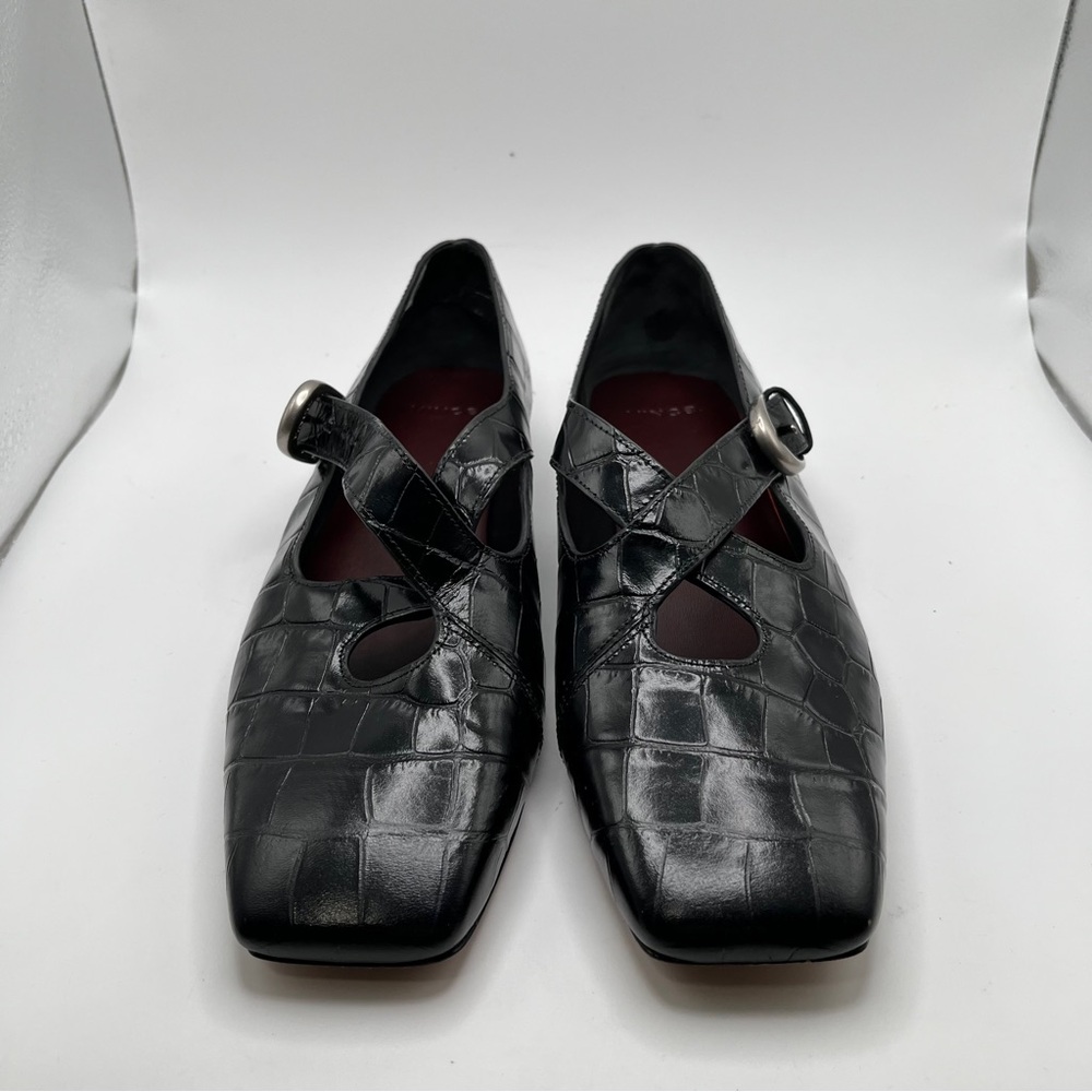 Vince Cici Croc-Embossed Leather Ballet Flats black size 7.5M - Picture 4 of 11